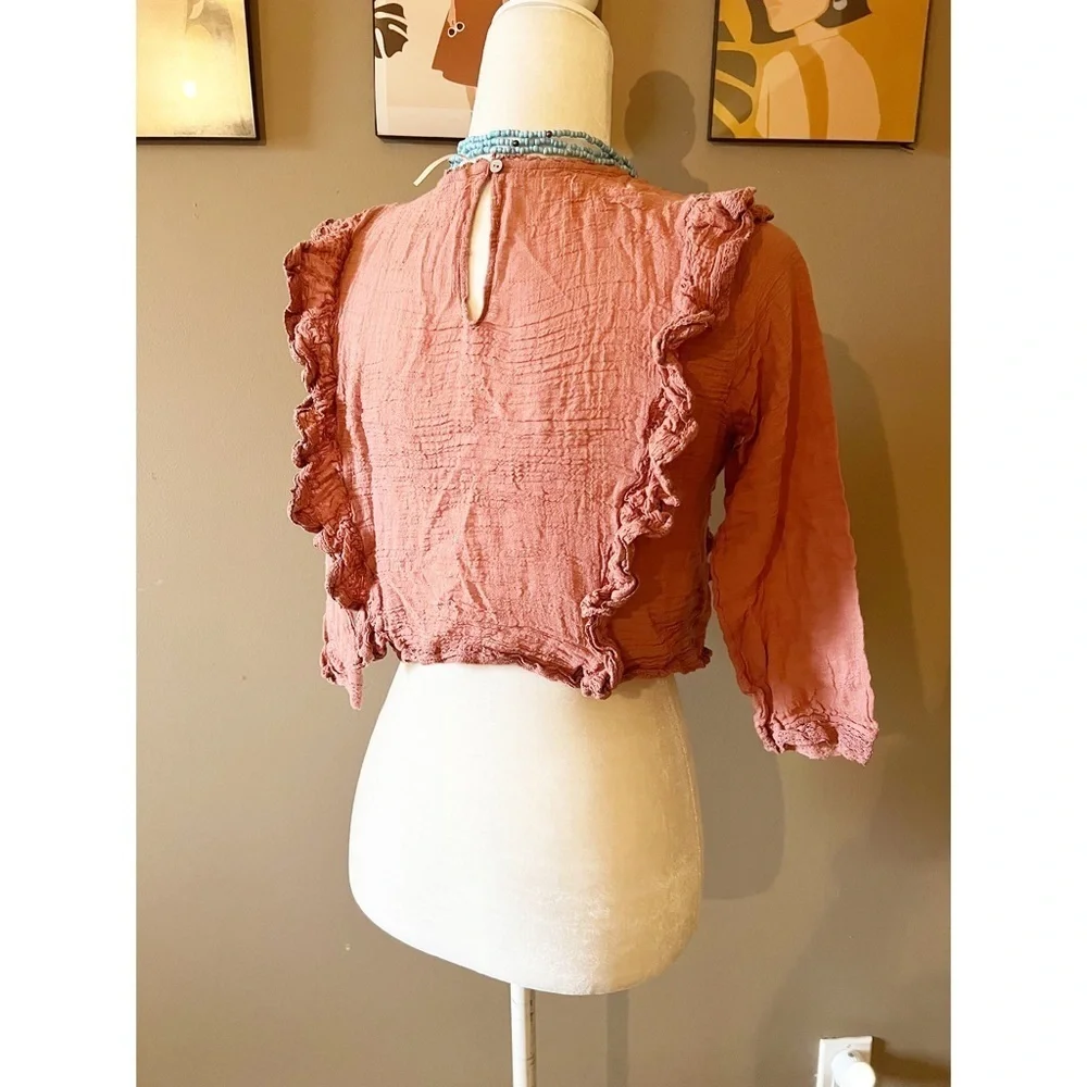 Free People Jasmine Ruffle Crop Blouse - Picture 3 of 6